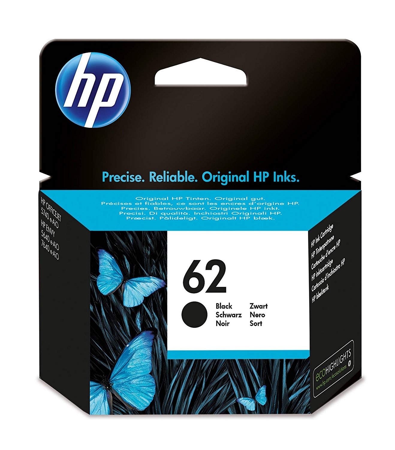 Cartus Cerneala Original HP Black, nr.62, pentru Envy 5640 AIO| OfficeJet 200 Mobile| OfficeJet 250 Mobile AIO, 200, , "C2P04AE"