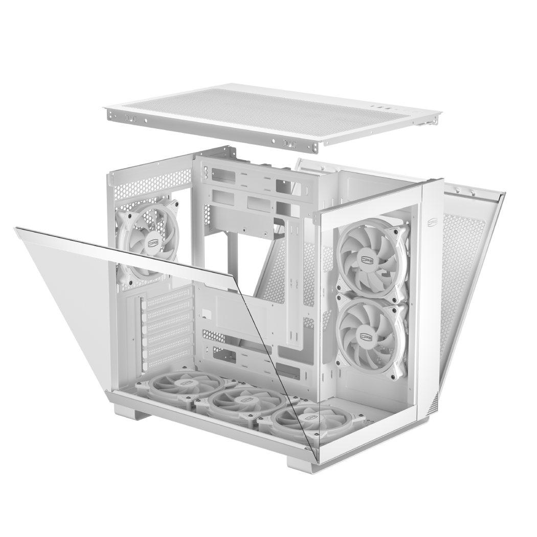 CARCASA PCCOOLER, Middle Tower, ATX, fara sursa, sticla securizata, 6 ventilatoare incluse, iluminare ARGB, negru, USB 3.2 gen 1 x 2, USB Type-C x 2, mic, audio, "C3 T500 ARGB WH"