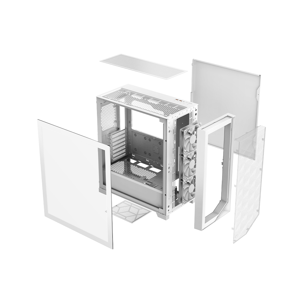 CARCASA PCCOOLER, Middle Tower, ATX, fara sursa, sticla securizata, 3 ventilatoare incluse, iluminare ARGB, alb, USB 3.2 gen 2 x 2, mic, audio, "C3D510 ARGB WH"