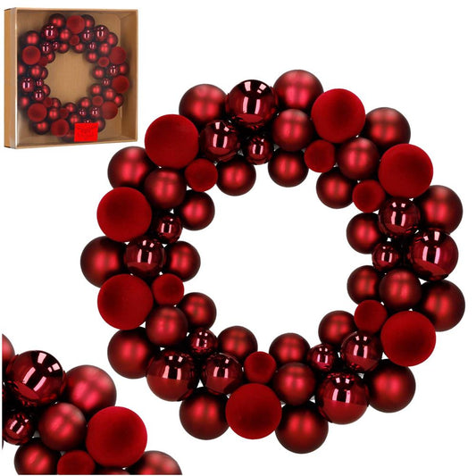 Coronita decorativa cu globuri rotunde, 55 bucati, plastic, 2.5–4.5 cm, rosu - 2