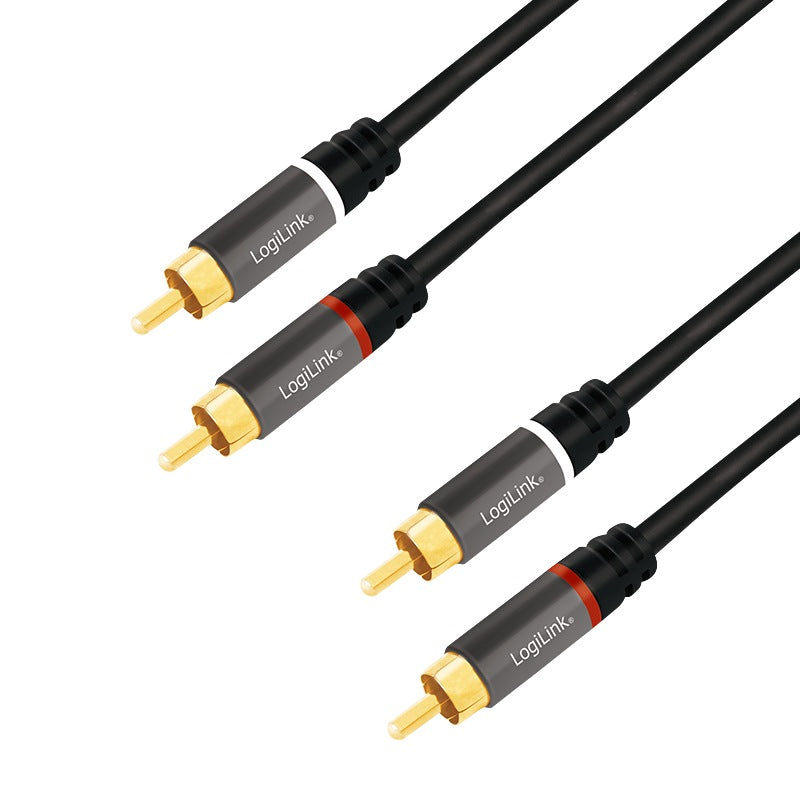 CABLU audio LOGILINK stereo (RCA T/T), 1.5m, conectori auriti, negru "CA1203"