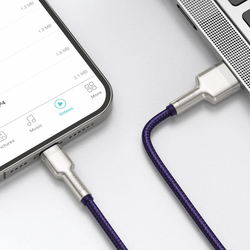 CABLU alimentare si date Baseus Cafule Metal, Fast Charging Data Cable pt. smartphone, USB la Lightning Iphone 2.4A, braided, 1m, violet "CALJK-A05" - 6953156202269