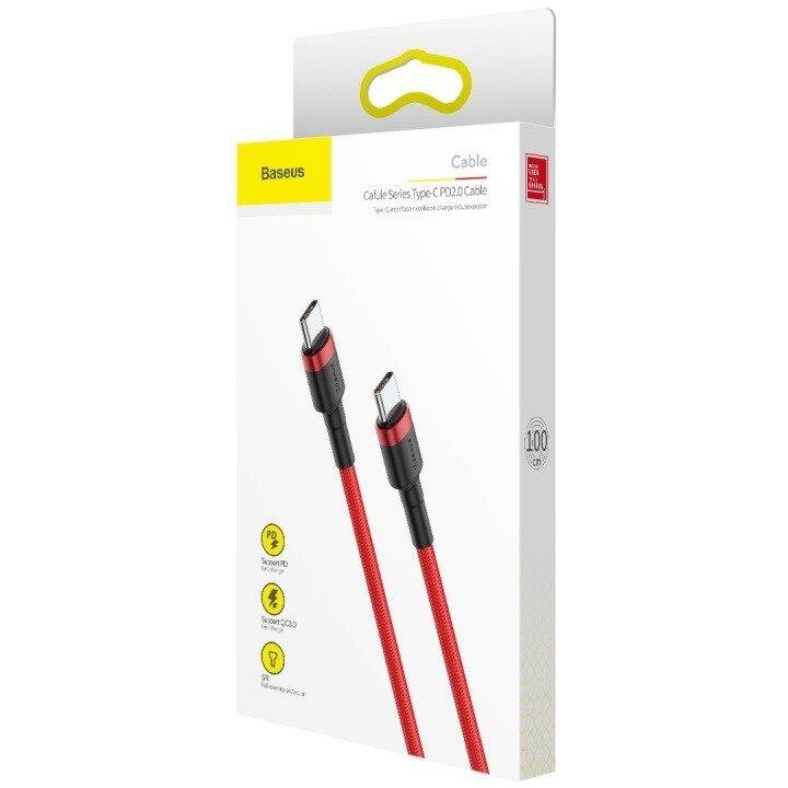 CABLU alimentare si date Baseus Cafule, Fast Charging Data Cable pt. smartphone, USB Type-C la USB Type-C 3A / 60W, 1m, rosu "CATKLF-G09" - 6953156285194