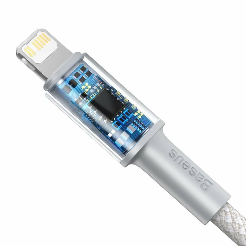 CABLU alimentare si date Baseus High Density Braided,Fast Charging Data Cable pt. smartphone,USB Type-C la Lightning PD 20W, braided, 1m, alb "CATLGD-02" - 6953156231924