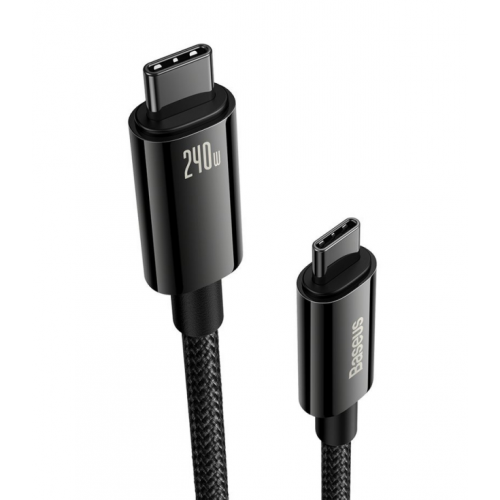 CABLU alimentare si date Baseus Tungsten Gold, Fast Charging Data Cable pt. smartphone, USB Type-C la USB Type-C 240W, braided, 1m, negru "CAWJ040001" - 6932172628826