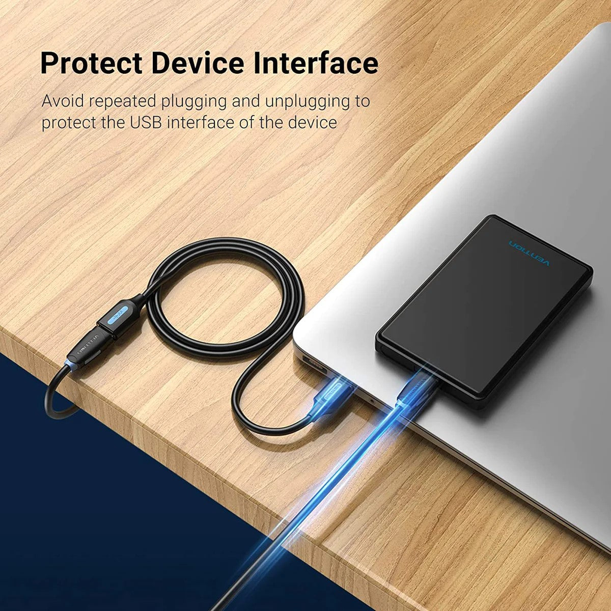 Cablu USB prelungitor Vention, USB 3.2 gen 1 (T) la USB 3.2 gen 1 (M), 1m rata transfer 5 Gbps, invelis PVC, negru, "CBHBF" - 6922794748866