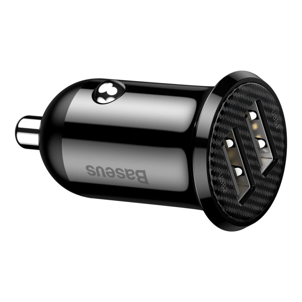 INCARCATOR auto Baseus Grain Pro, 2 x USB (USB1 Output 5V/2.4A, USB2 Output: 5V/2.4A) pt. bricheta auto, black "CCALLP-01" - 6953156202009