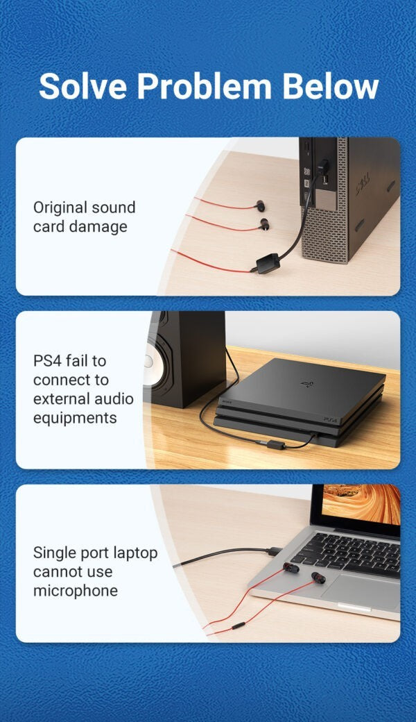 PLACA de SUNET Vention, extern, 2.1, interfata USB 2.0 (T) la 3.5mm Jack (M), cablu 0.15cm, negru, "CDZB0"