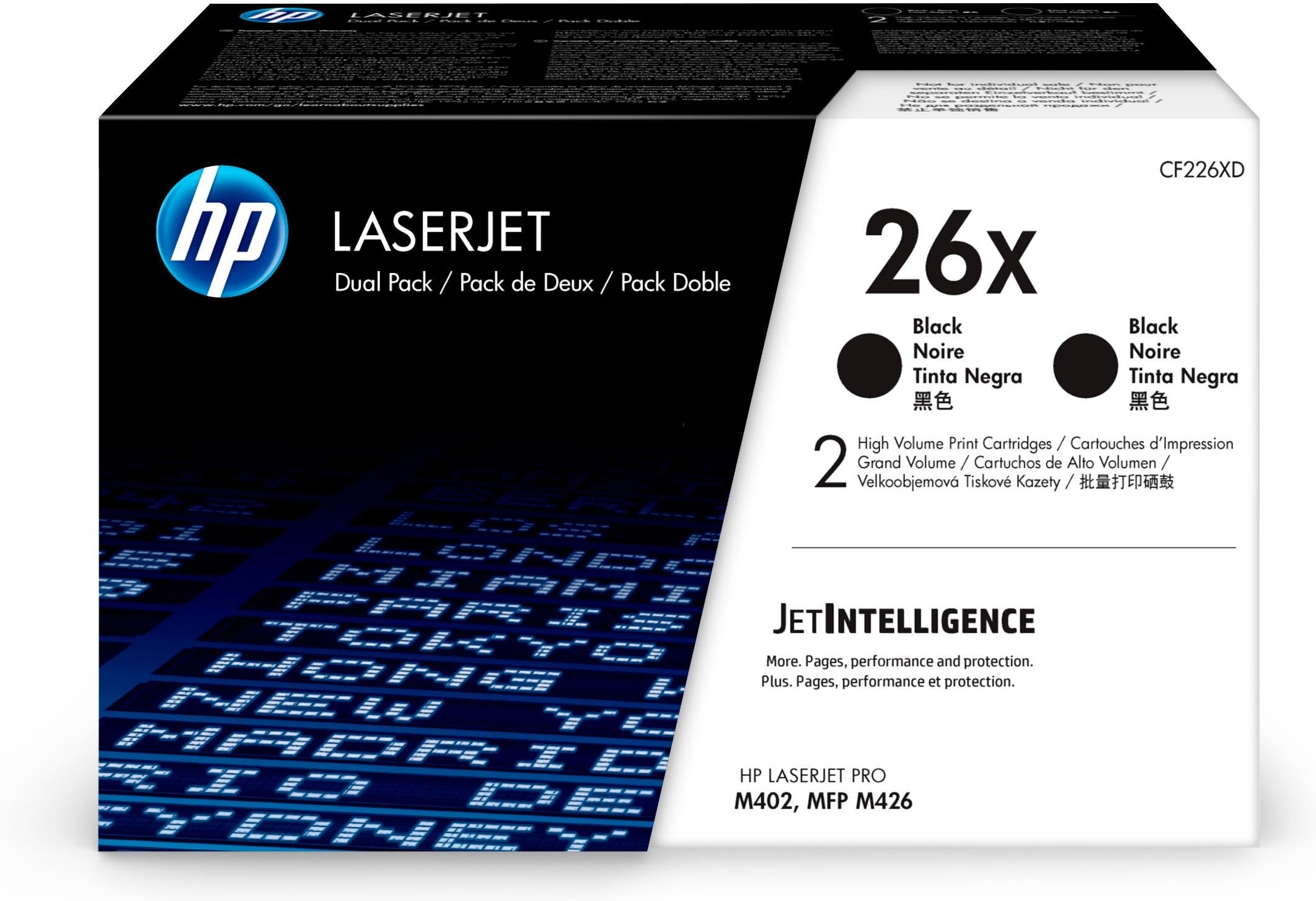 Dual-Pack Original HP Black, nr.26X, pentru LaserJet Pro M402|M426, 2 x 9K, , "CF226XD"