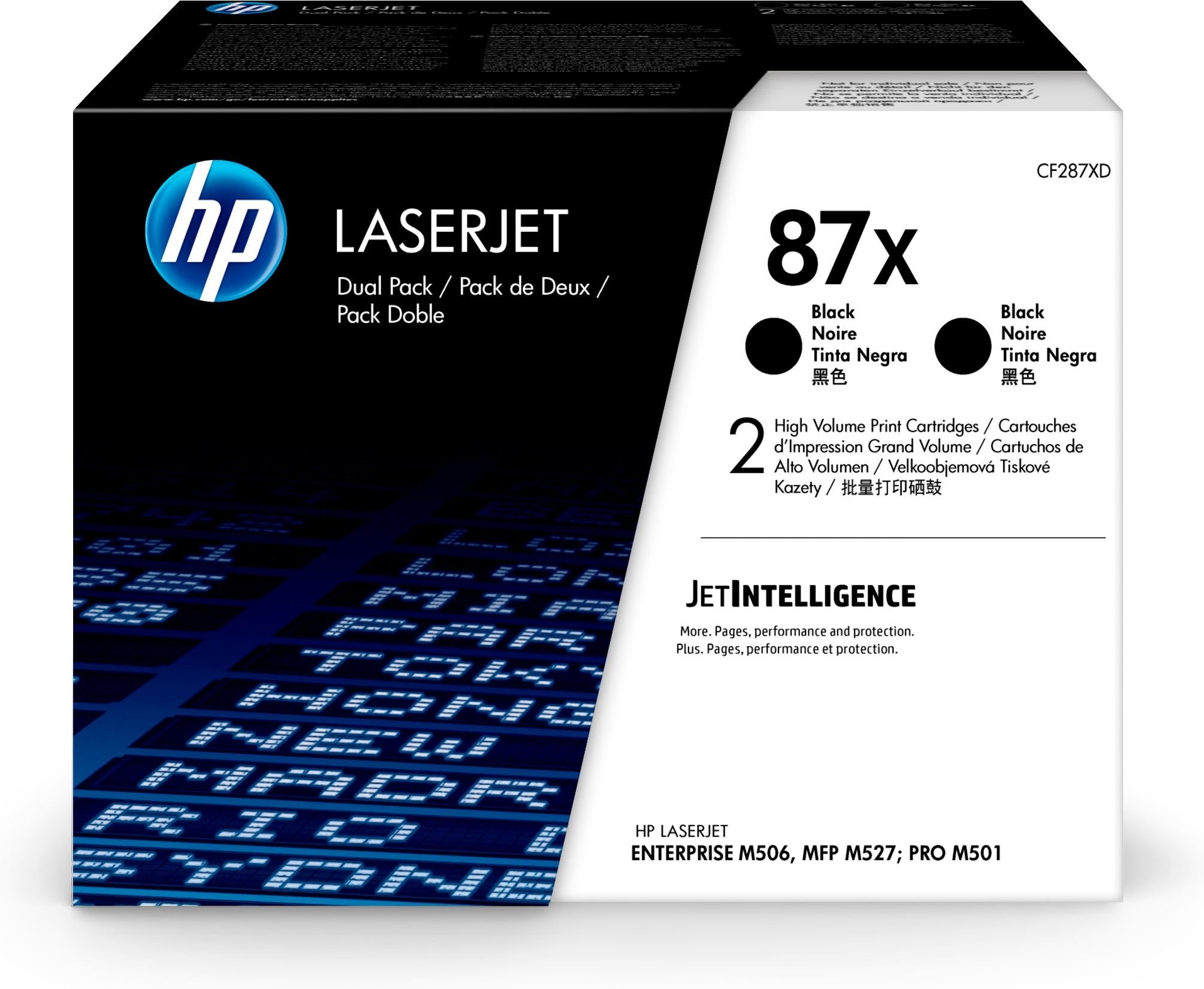 Dual-Pack Original HP Black, nr.87X, pentru LaserJet M501|M506|M527, 2 x 18K, , "CF287XD"