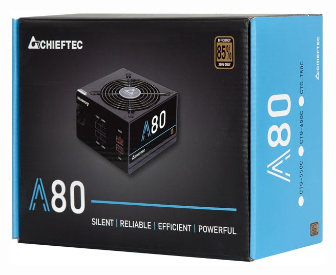SURSA Chieftec A-80 650 W, semi-modulara, certificare 80 Plus Bronze - compatibila, ventilator 120 mm x 1, PCI-E 6+2 pin x 2, SATA x 6, "CTG-650C"