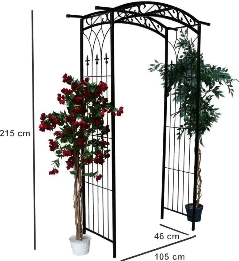 Pergola gradina metalica, suport plante cataratoare, 105x46x215 cm, negru