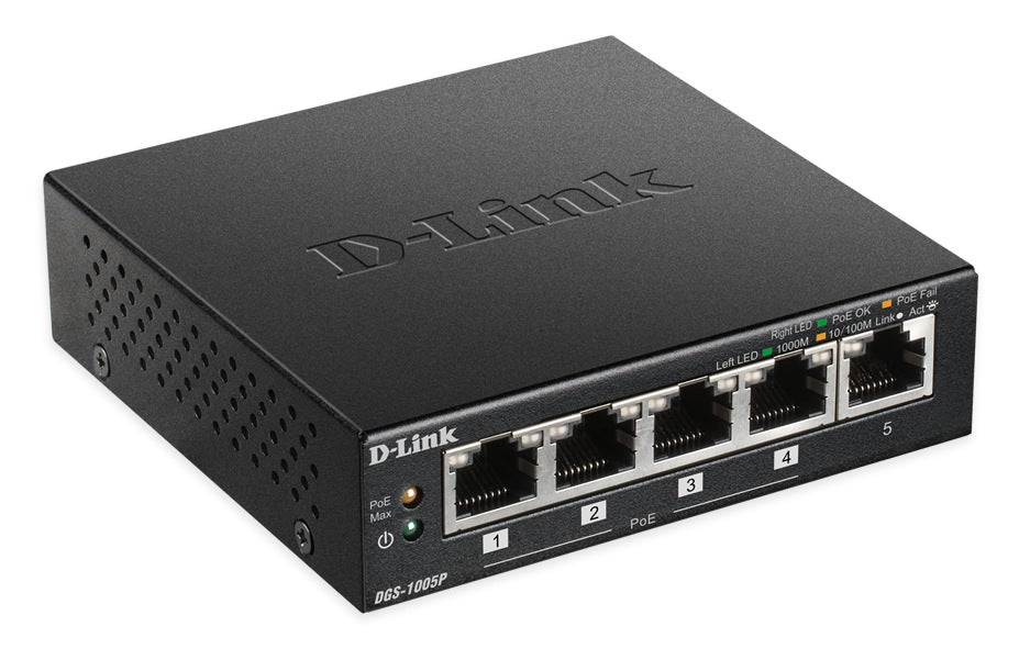SWITCH D-LINK 5 porturi Gigabit, 4 porturi POE, carcasa metal. "DGS-1005P"