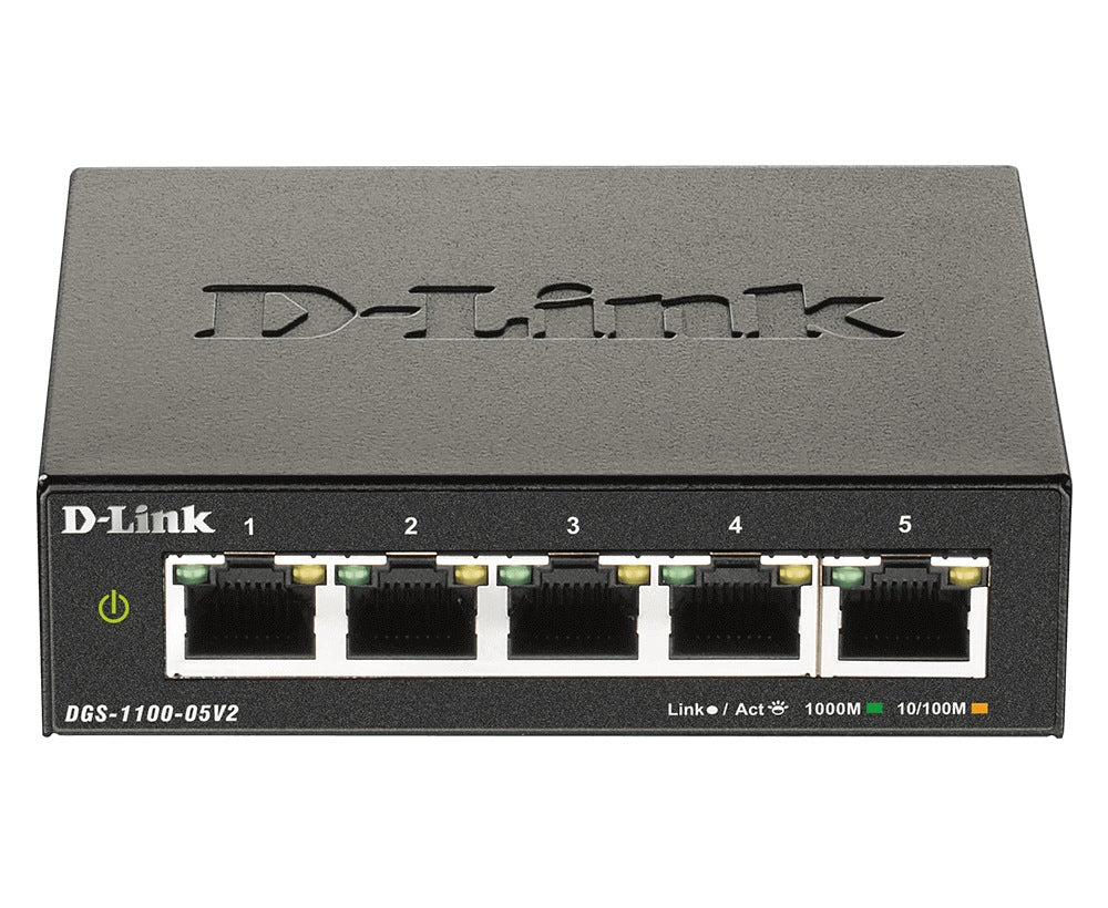 SWITCH D-LINK SMART 5 porturi Gigabit, carcasa metalica, "DGS-1100-05V2"