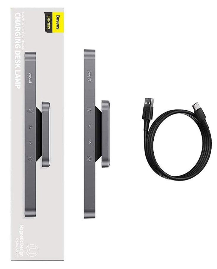 LAMPA BIROU LED Baseus Magnetic Stepless, 100 lumeni,4.5W,3 trepte intensitate luminoasa,4 butoane tactile,magnetic, ABS, alimentare: cablu inclus, gri "DGXC-C0G" -6953156203938