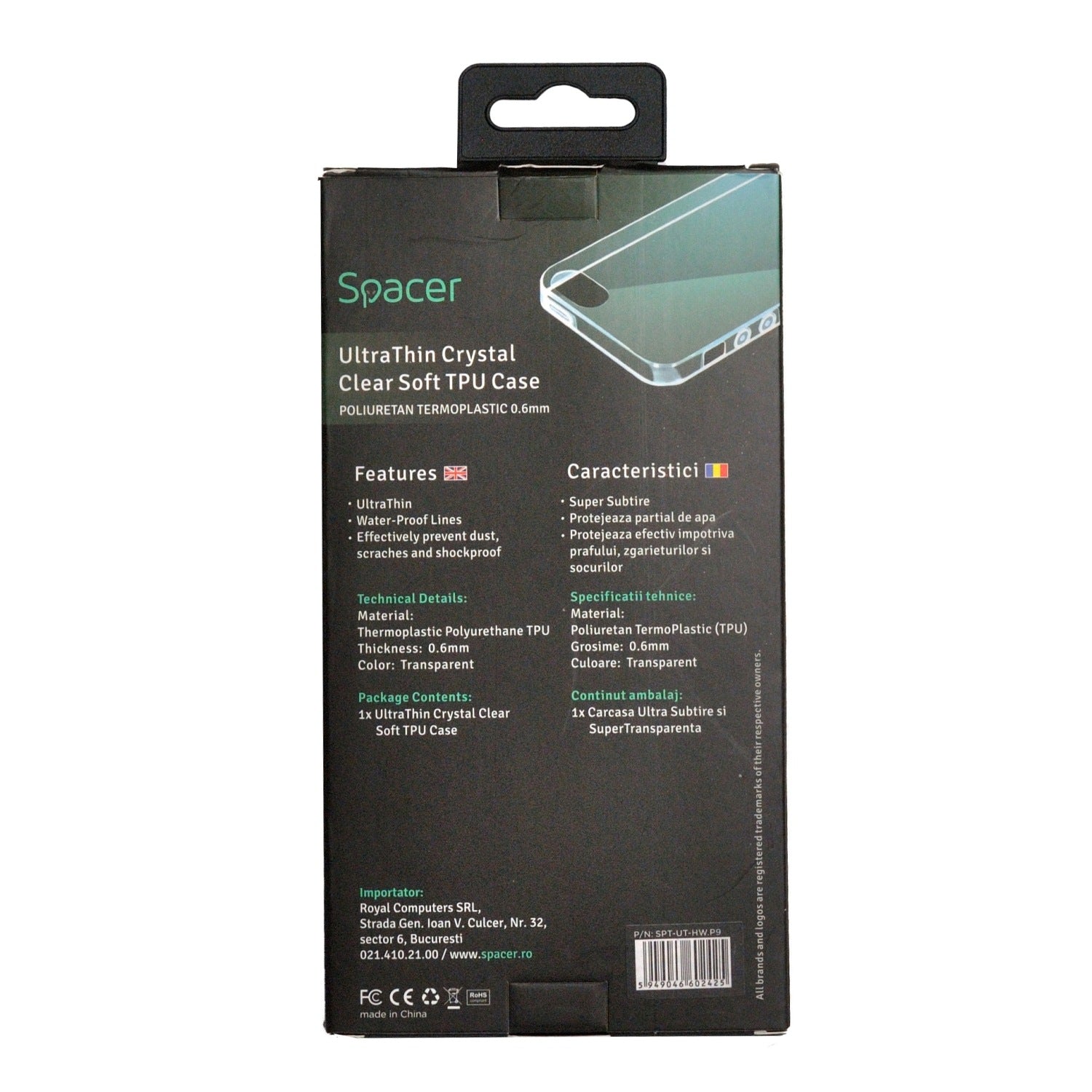 Husa Huawei telefon P9, transparent, tip back cover, material flexibil TPU, ultra subtire, "SPT-UT-HW.P9"