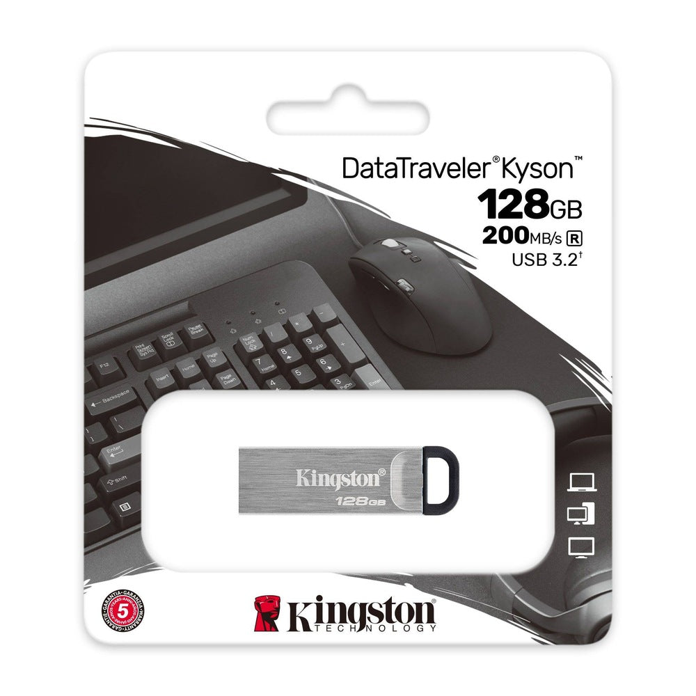 MEMORIE USB 3.2 KINGSTON 128 GB, clasica, carcasa metalic, argintiu, "DTKN/128GB"