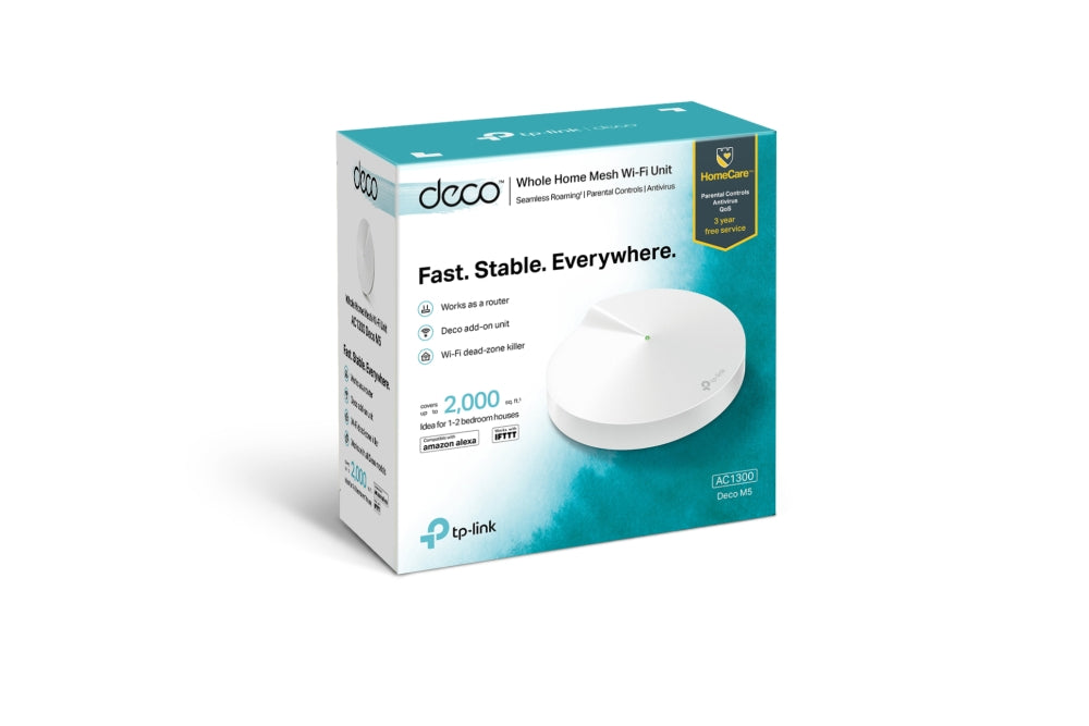 MESH TP-LINK, wireless, router AC1300, pt interior, 1300 Mbps, port LAN, WAN, 2.4 GHz | 5 GHz, antena interna x 4, standard 802.11ac, "Deco M5(1-pack)"