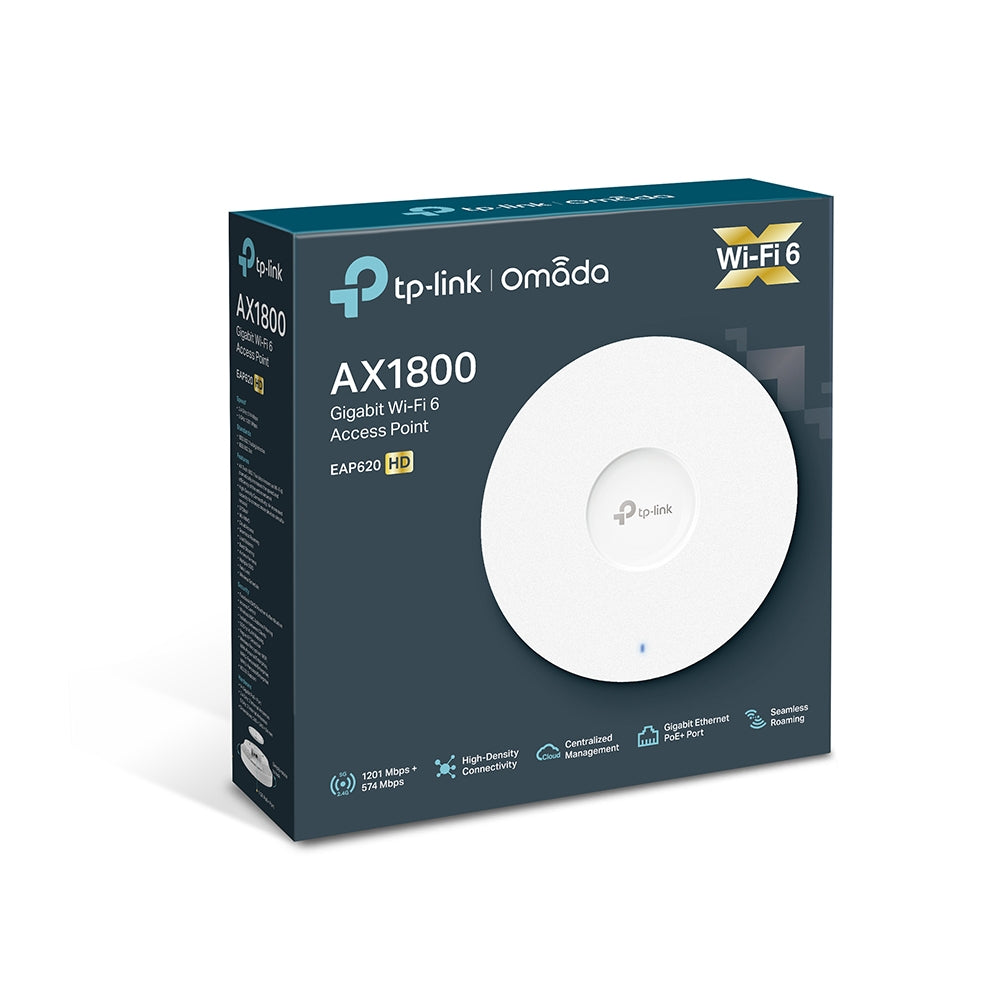 ACCESS POINT TP-LINK wireless 1800Mbps dual band, 1 port Gigabit LAN, 4 antene interne, IEEE802.3at PoE, Dual Band Wi-Fi 6 AX1800, montare pe tavan/perete "EAP620 HD"