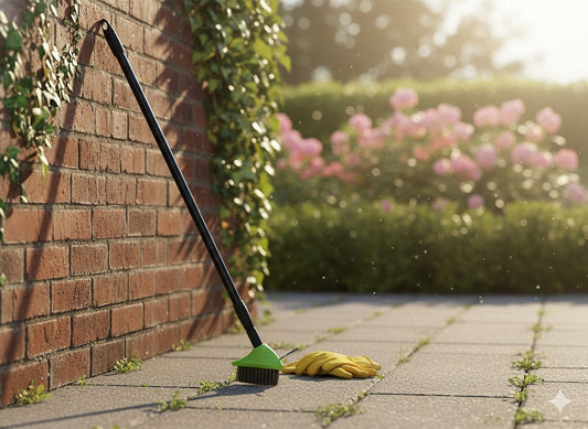 Perie telescopica 3 in 1 pentru buruieni si pavaj, cu peri din alama si maner metalic 140 cm, 3 piese - 2