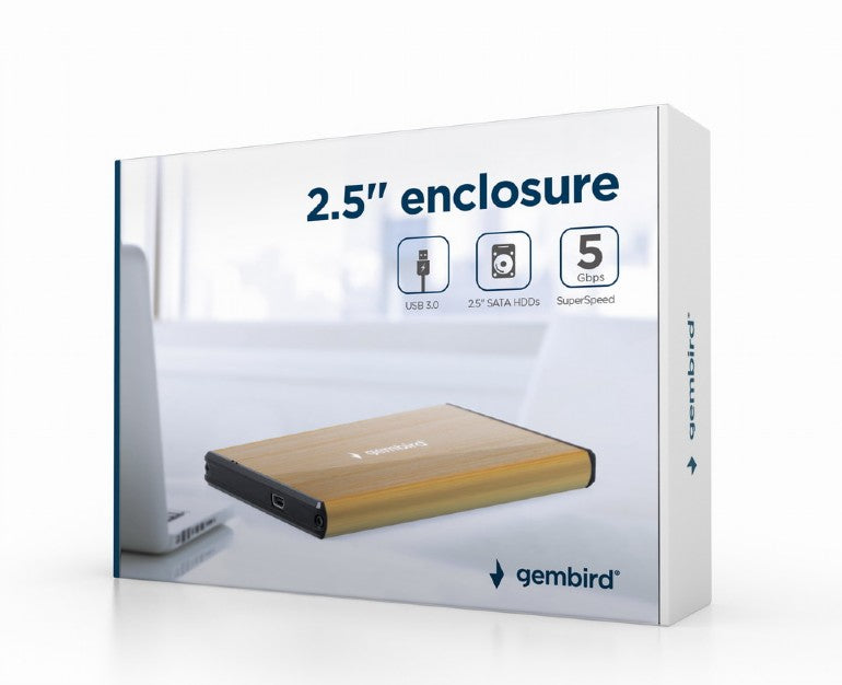 RACK extern GEMBIRD, pt HDD, 2.5 inch, S-ATA, interfata PC USB 3.0, aluminiu, auriu, "EE2-U3S-3-GL"