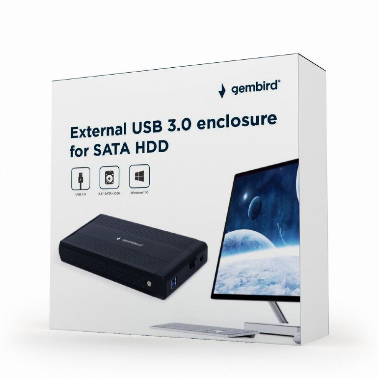 RACK extern GEMBIRD, extern pt. HDD, 3.5 inch, S-ATA, interfata PC USB 3.0, aluminiu, negru, "EE3-U3S-3"