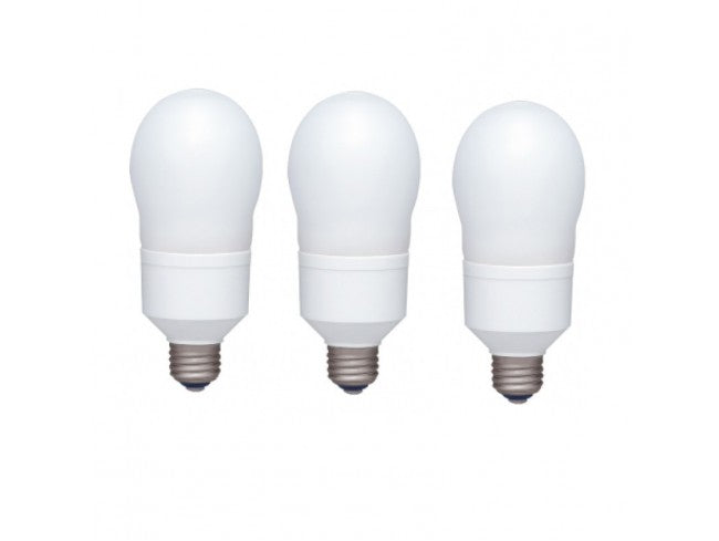 SET 3 becuri fluorescent Panasonic, soclu E27, putere 18W, forma oval, lumina alb rece, alimentare 220 - 240 V, "EFA18E65HD-3"