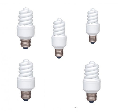 SET 5 becuri fluorescent Panasonic, soclu E27, putere 13W, forma spirala, lumina alb calda, alimentare 220 - 240 V, "EFD13E282V-5"