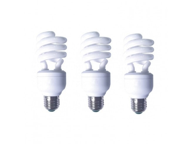 SET 3 becuri fluorescent Panasonic, soclu E27, putere 19W, forma spirala, lumina alb rece, alimentare 220 - 240 V, "EFD19E65HD3E-3"