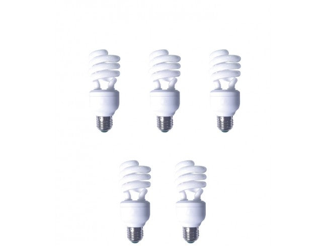 SET 5 becuri fluorescent Panasonic, soclu E27, putere 19W, forma spirala, lumina alb rece, alimentare 220 - 240 V, "EFD19E65HD3E-5"