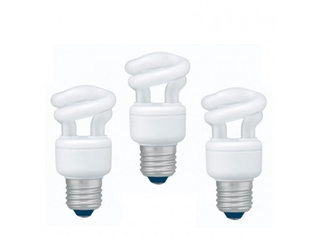 SET 3 becuri fluorescent Panasonic, soclu E27, putere 5W, forma spirala, lumina alb calda, alimentare 220 - 240 V, "EFD5E27HD3E-3"