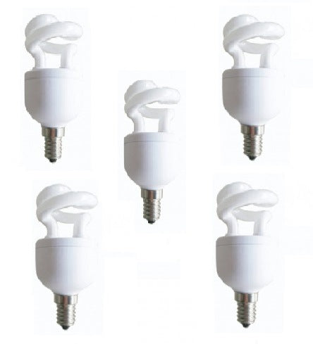 SET 5 becuri fluorescent Panasonic, soclu E27, putere 5W, forma spirala, lumina alb calda, alimentare 220 - 240 V, "EFD5E27HDE14E-5"