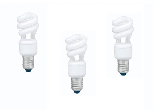 SET 3 becuri fluorescent Panasonic, soclu E27, putere 8W, forma spirala, lumina alb rece, alimentare 220 - 240 V, "EFD8E65HD3E-3"
