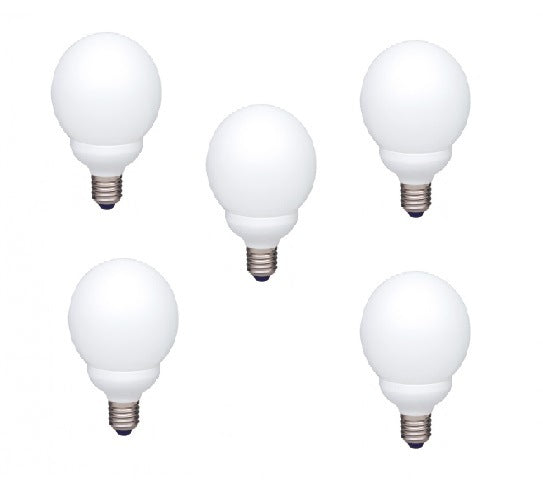 SET 5 becuri fluorescent Panasonic, soclu E27, putere 13W, forma sferic, lumina alb rece, alimentare 220 - 240 V, "EFG13E672V-5"