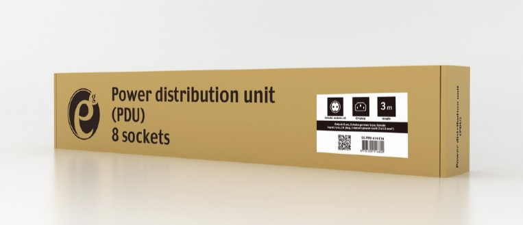 PDU GEMBIRD 1U pt. rack 19 inch, 8 prize Schuko, intrare IEC, max 10 A, on/off, 3 m, "EG-PDU-014-C14"