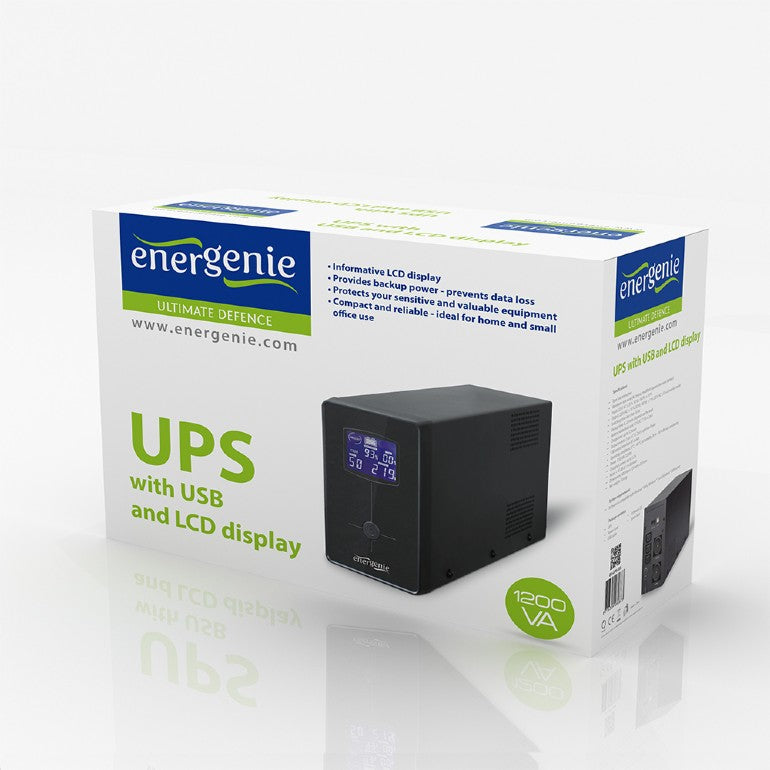 UPS GEMBIRD, Line Int. cu management, mini tower, 1200VA/720W, AVR, IEC x 3/ Schuko x 2, 2 x baterie 12V/7Ah, display LCD, back-up 1 - 10 min., "EG-UPS-033"