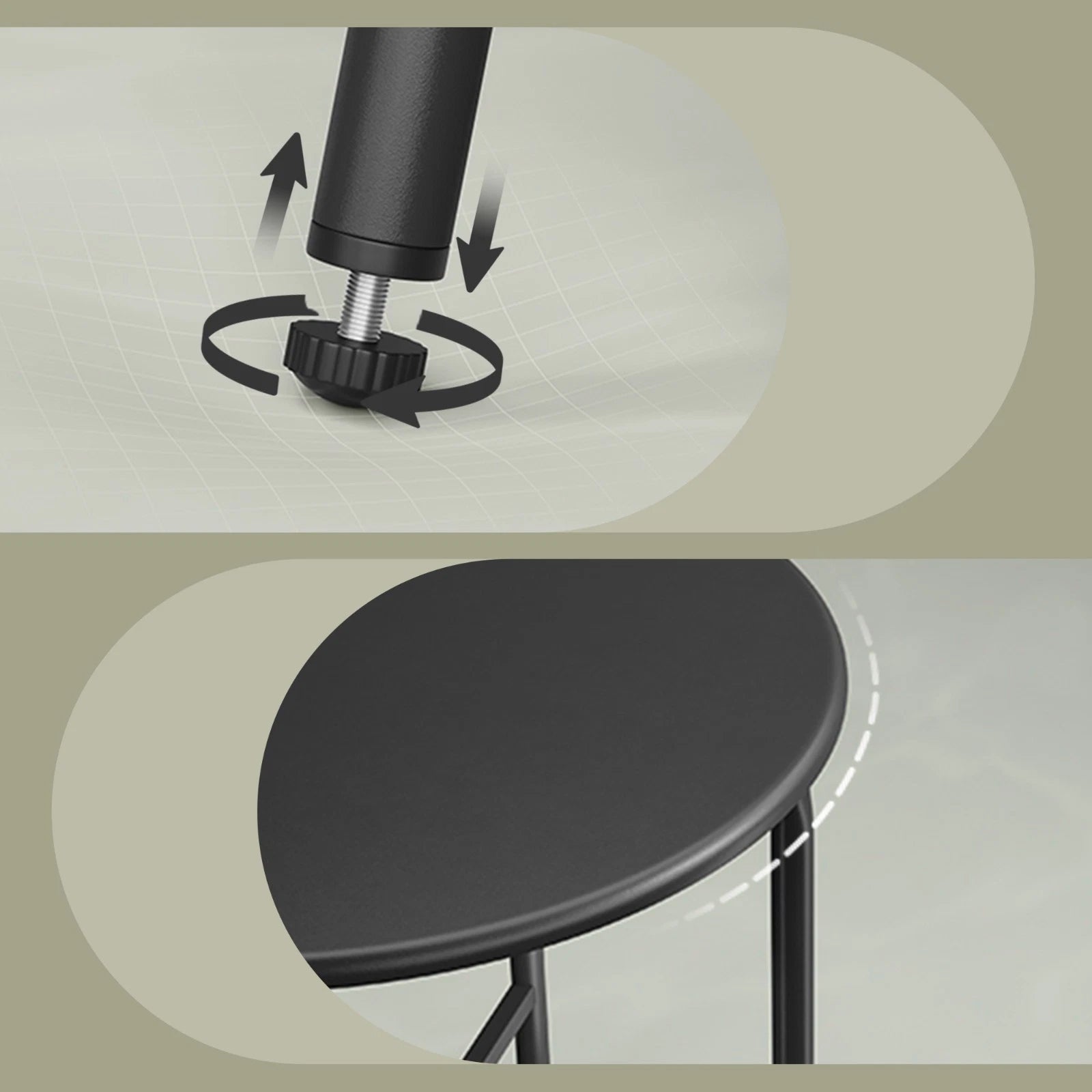 SONGMICS Set bistro gradina 3 piese, scaune Acapulco si masa diametru 50 cm, cadru metalic, negru