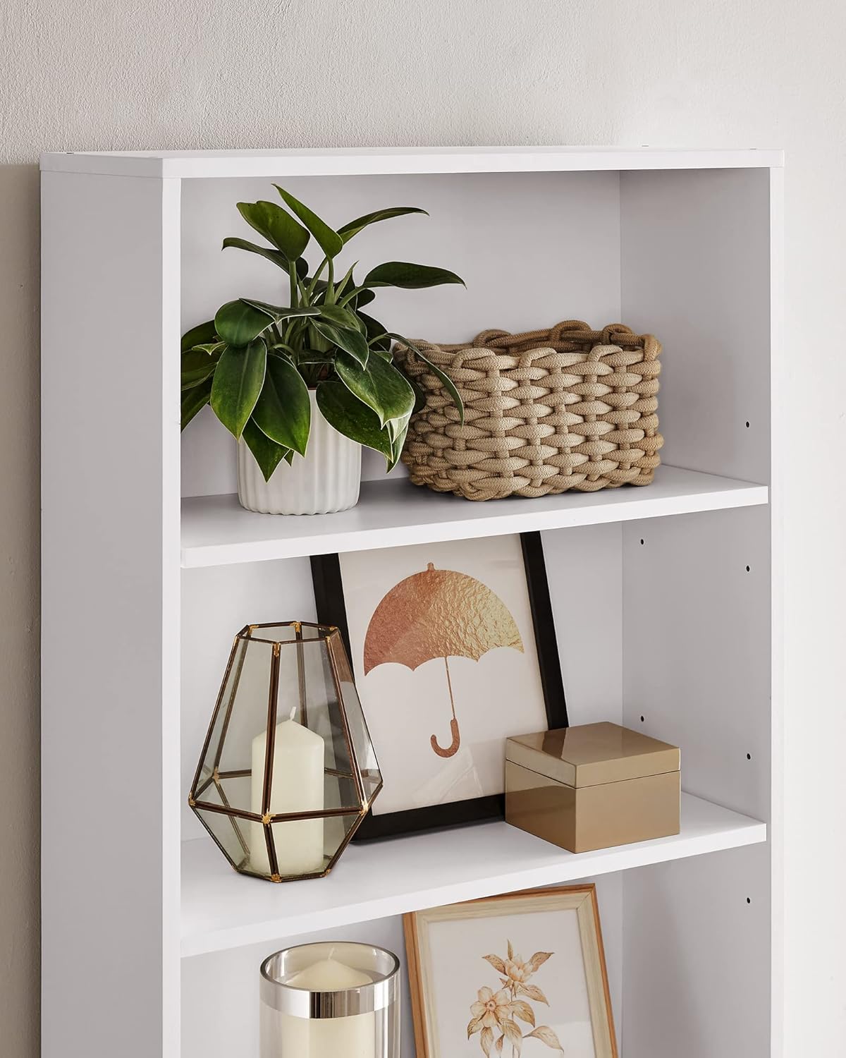 VASAGLE Biblioteca 6 rafturi, in stil scandinav, rafturi ajustabile, PAL, 60x24x179 cm, alb