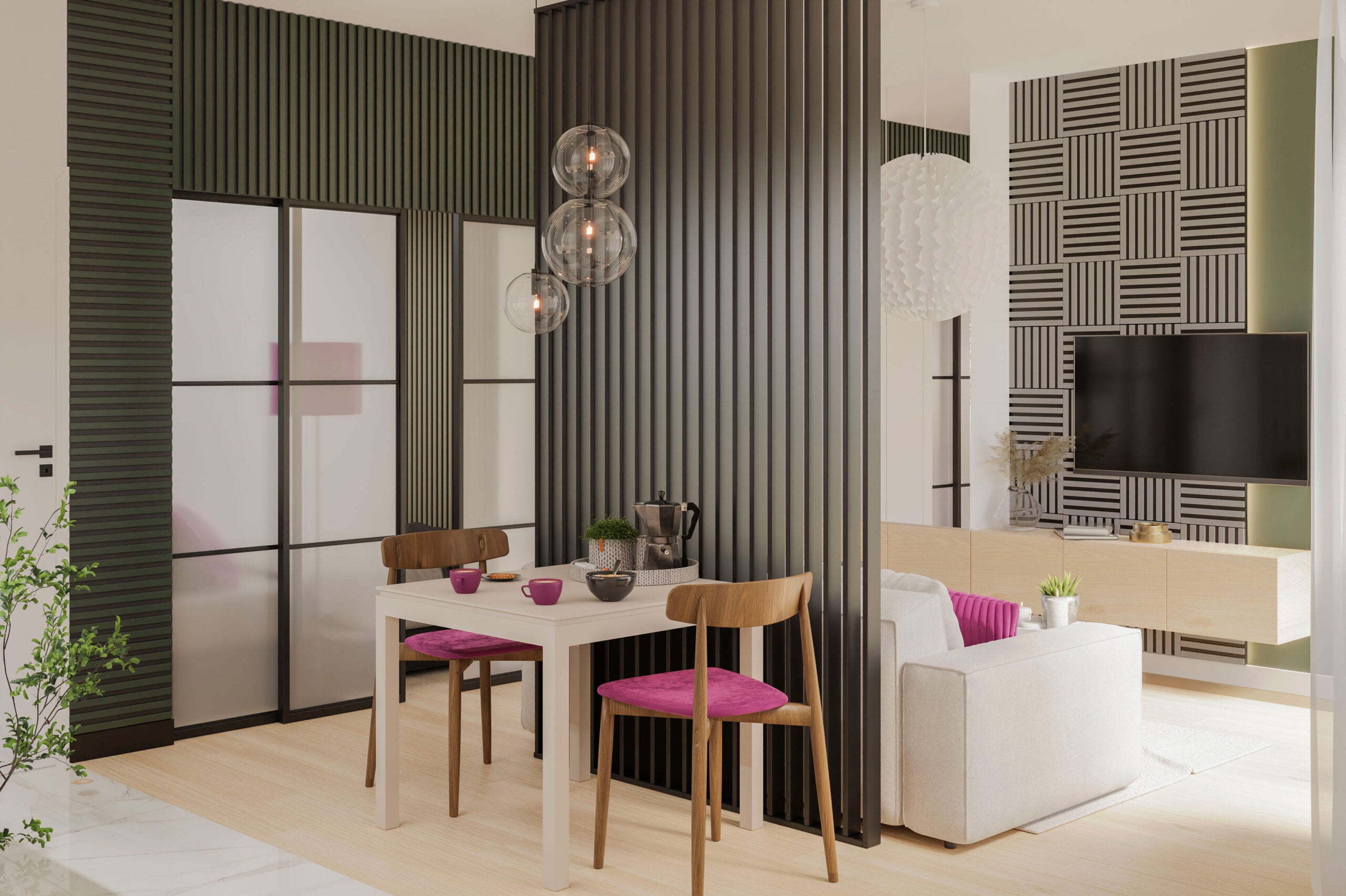 Riflaj perete despartitor MDF, LDA PREMIUM, Negru, 275x58 cm