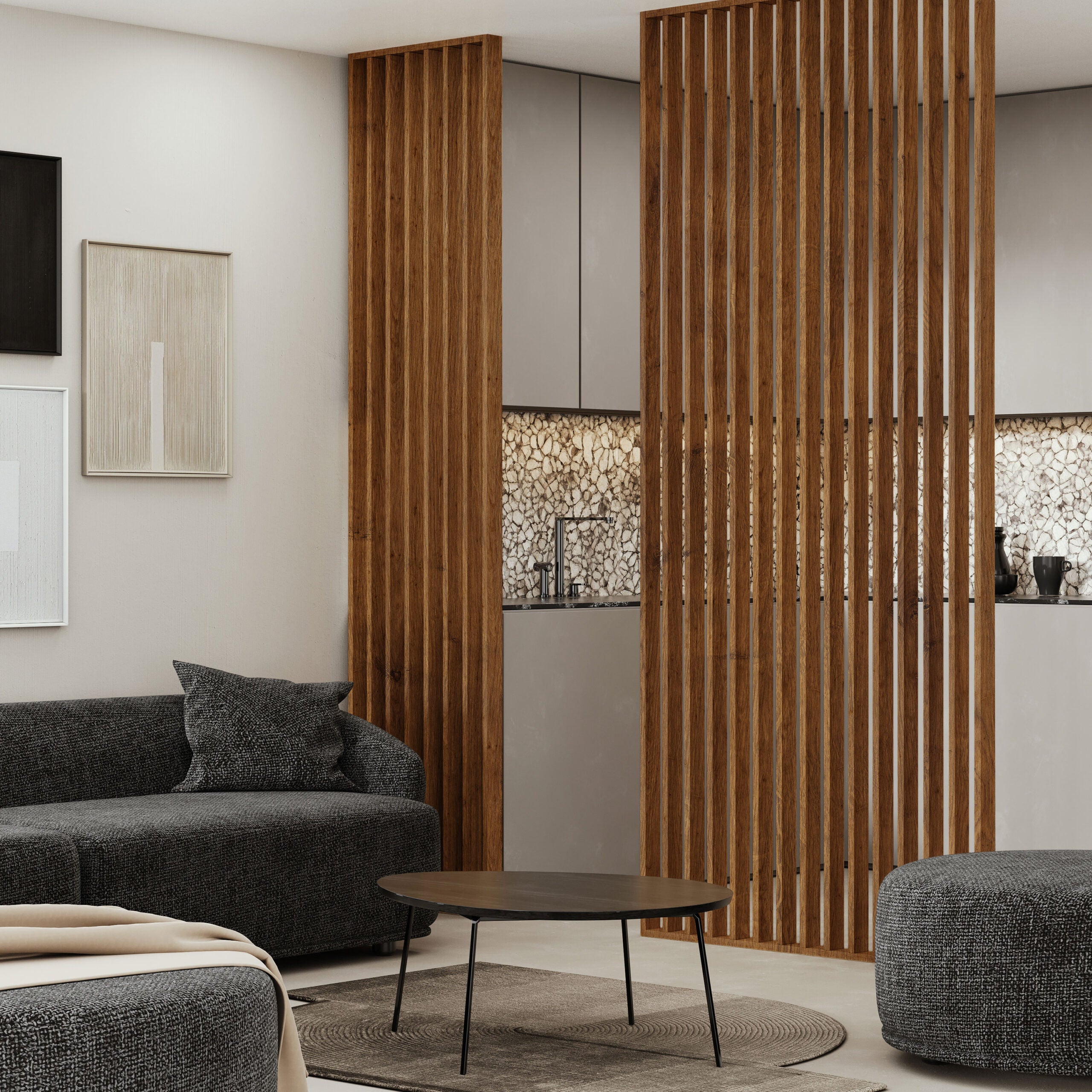 Riflaj perete despartitor MDF, LDA PREMIUM, Stejar Royal, 275x58 cm