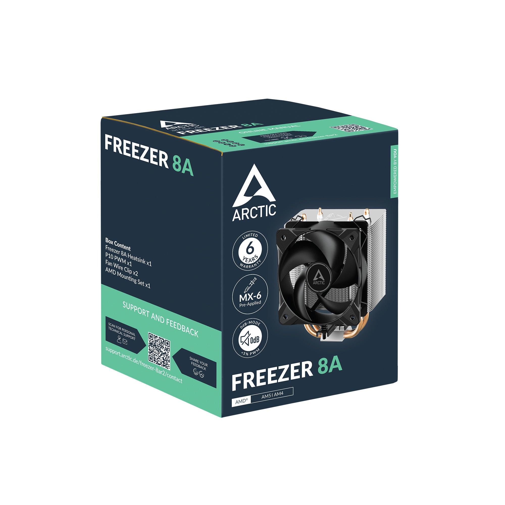 COOLER Arctic "Freezer 8A" skt. AMD AM4/AM5, racire cu aer, vent. 100mm P10PWM, 200 - 2300 rpm, FDB, 2 heatpipes, inaltime 136mm, ,"ACFRE00161A"