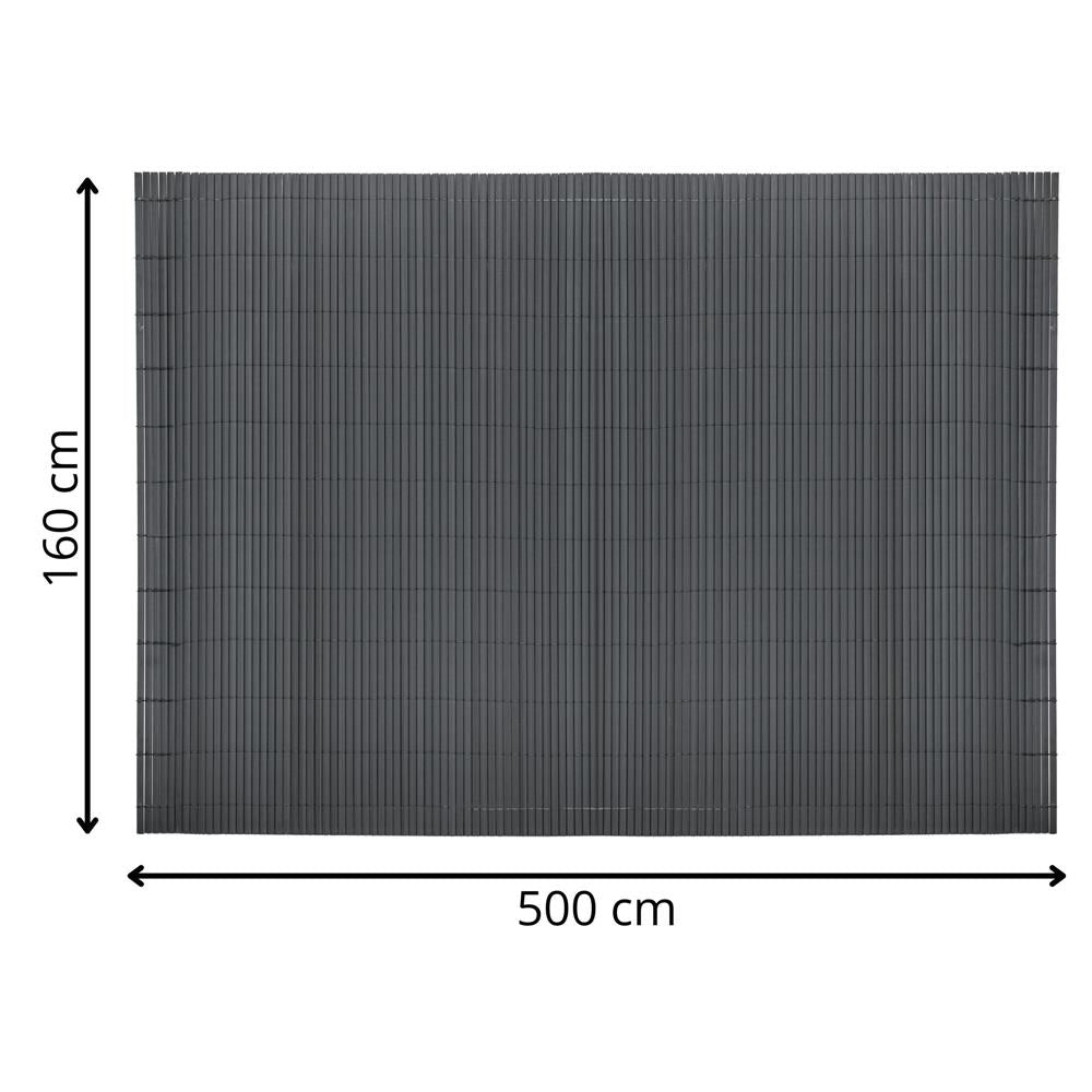 Panou de gard pentru intimitate in gradina, lamele PVC ce imita bambusul, protectie UV, 500x160 cm, gri