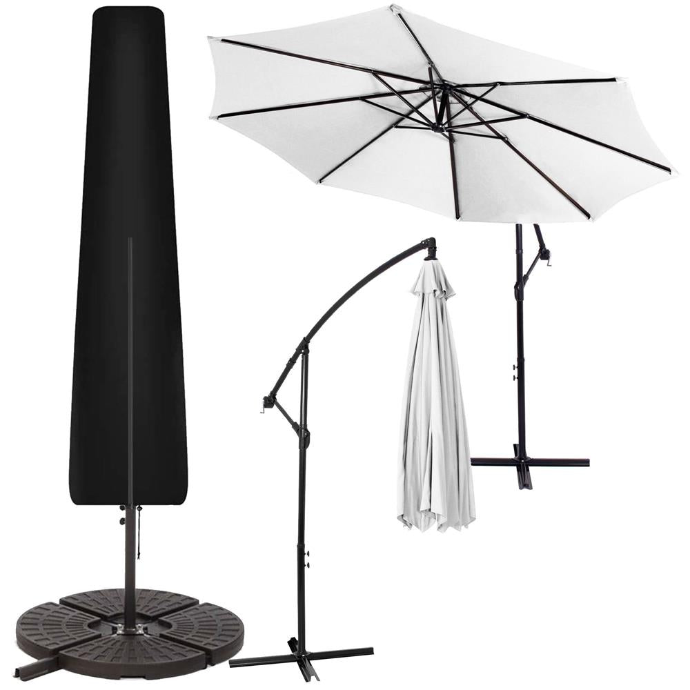 Husa protectie pentru umbrela de gradina, impermeabila, cu fermoar si snur reglabil, 205 cm, negru