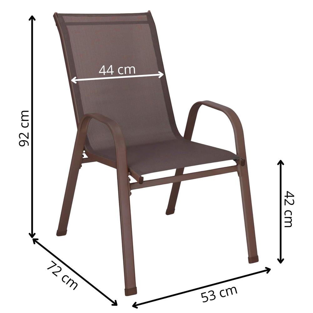 Set 2 scaune gradina, cadru metalic, textilene, maxim 120 kg, 92x53x72 cm, maro