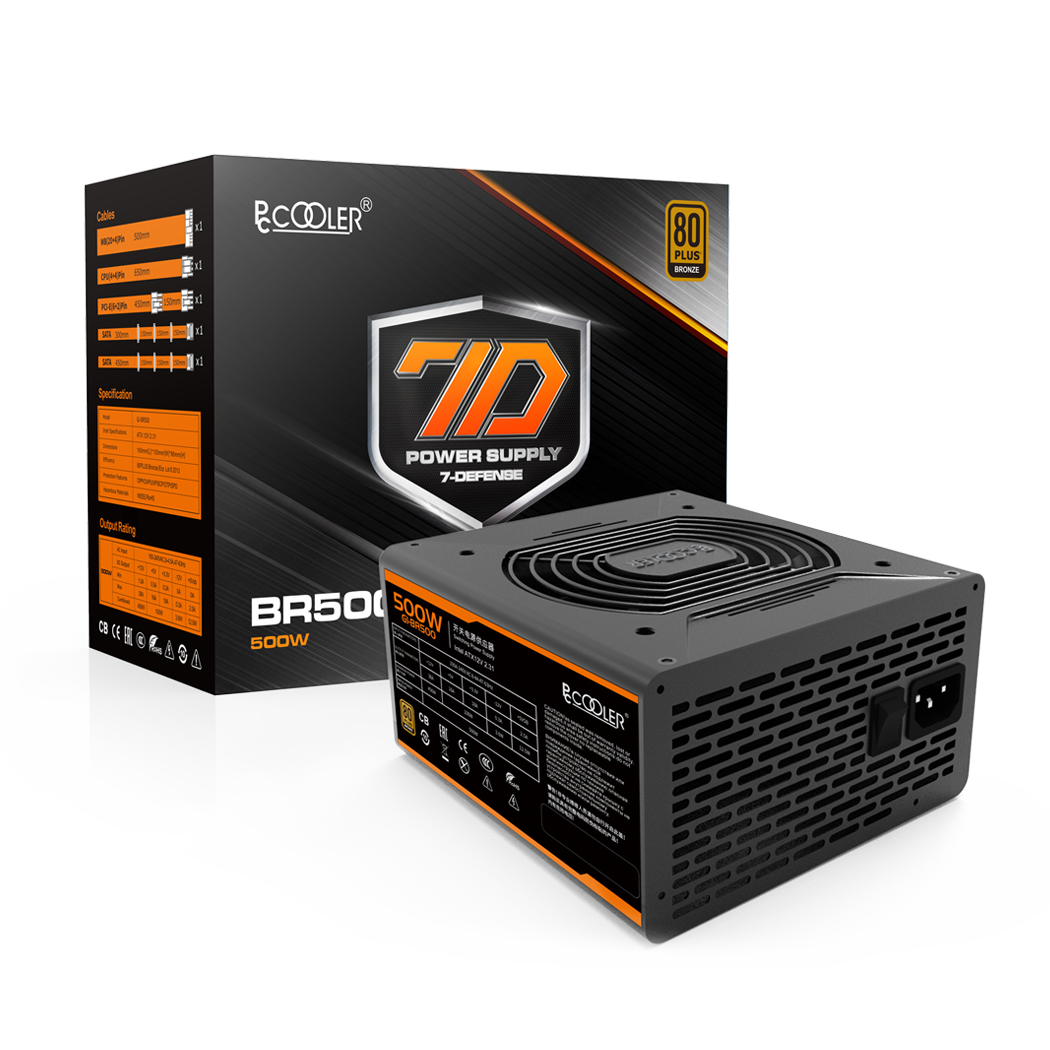 SURSA PCCOOLER 500W (real), fan 120mm PWM, 80 Plus Bronze, 2x PCI-E (6+2), 6x S-ATA "GI-BR500"