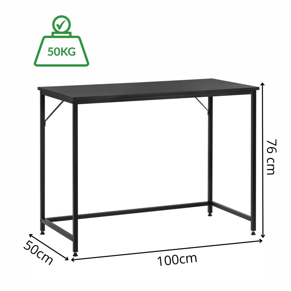 Birou cu blat MDF si cadru metalic, 100x50x76 cm, negru