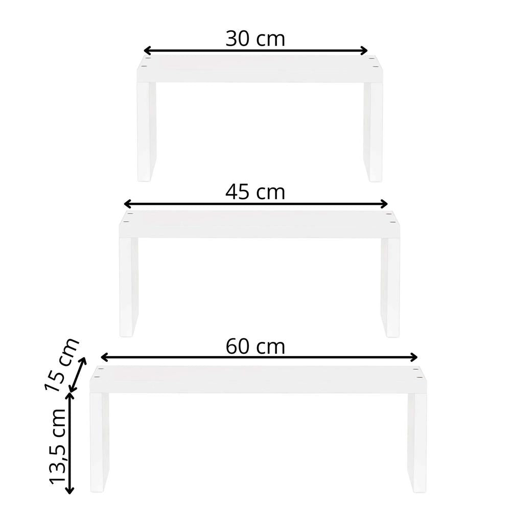 Set 3 rafturi de perete din MDF pentru decor si organizare, 30, 45 si 60 cm, alb