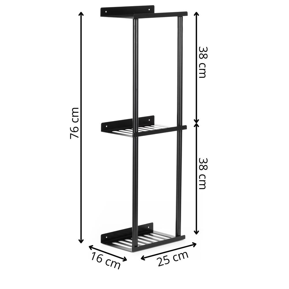 Raft metalic pentru prosoape, structura cu finisaj mat, accesorii montaj incluse, 25x16x76 cm, negru