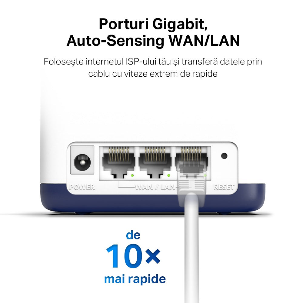 MESH MERCUSYS, wireless, router AC1900, pt interior, 1900 Mbps, port LAN si WAN Gigabit, 2.4 GHz | 5 GHz, antena interna x 2, standard 802.11ac, "Halo H50G(3-pack)"