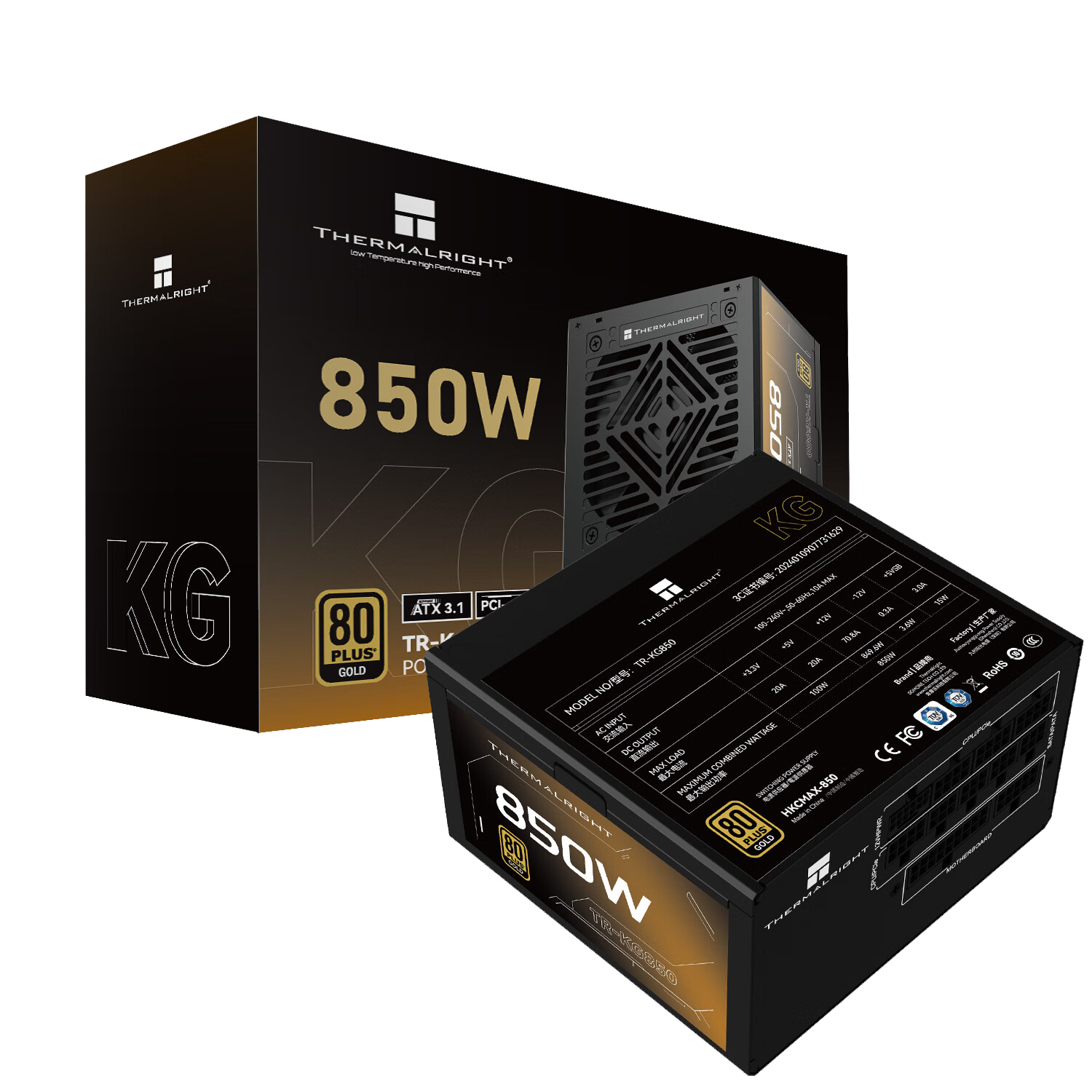 SURSA Thermalright "TR-KG850", 850W, certificare 80 Plus Gold, modular, LLC, DC to DC, fan 120mm, negru, "TR-KG850"